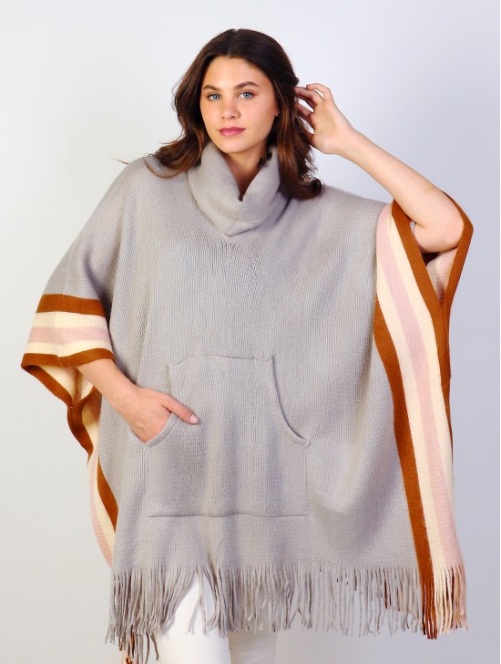 Super Soft Turtle Neck Poncho W/ Pockets and Sleeves